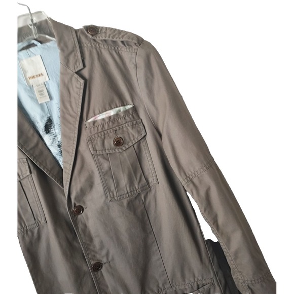 Diesel Women's Safari‎ Military Green Jacket Size Large Chest Flap Pockets - Picture 4 of 16